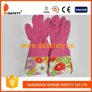 Lange Stulpe Hosen Latex Handschuhe Blumen Design DHL701